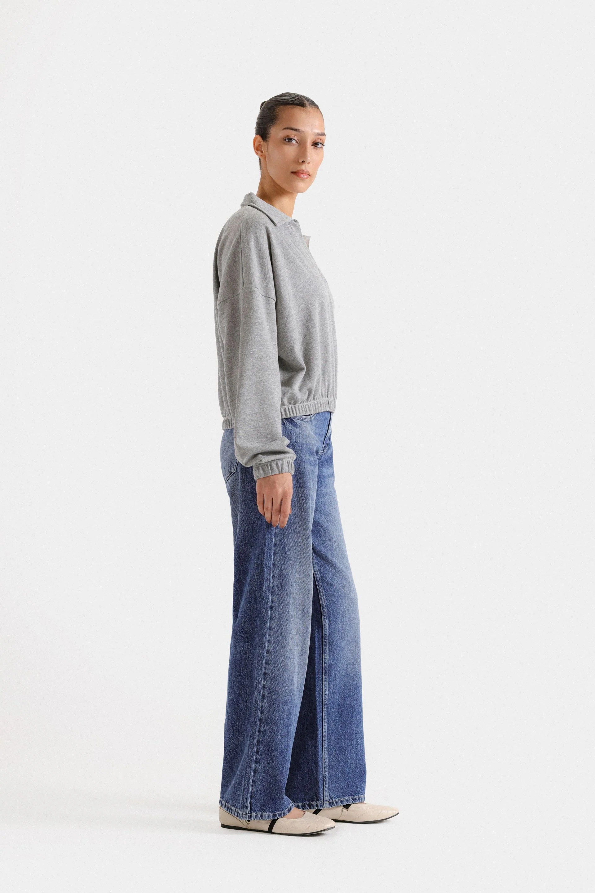 Super Cropped Polo Sweatshirt - Image 3