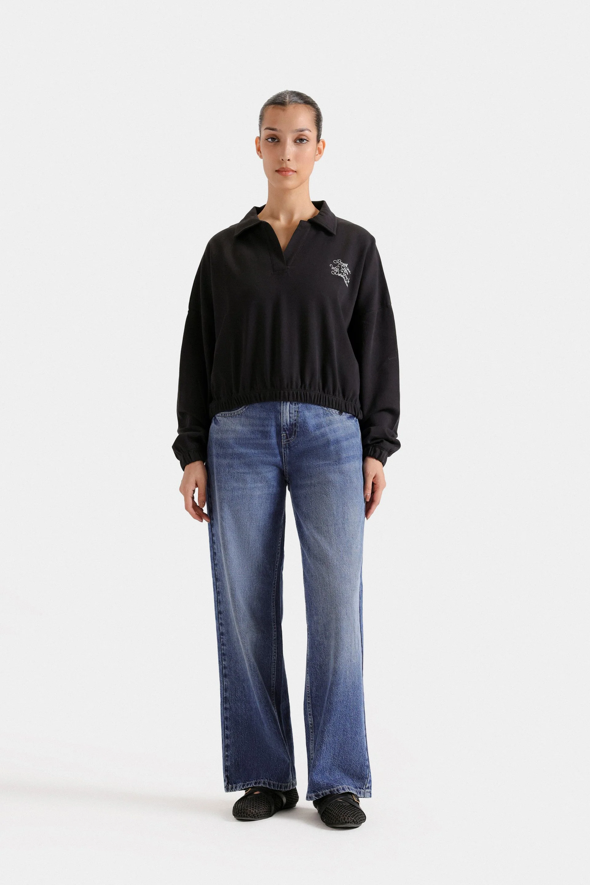Super Cropped Polo Sweatshirt - Image 8