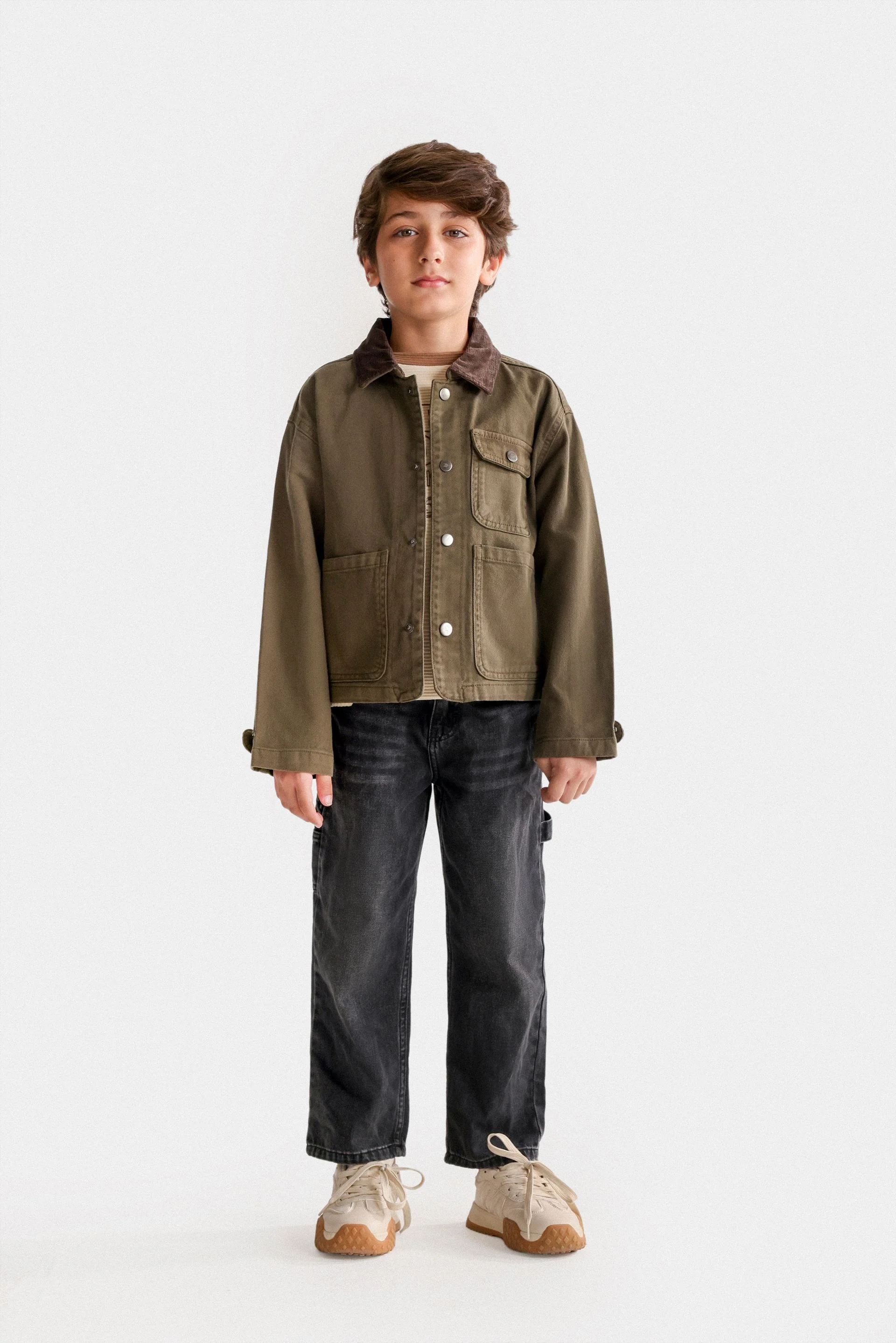 Twill Jacket with Corduroy Collar - Image 4