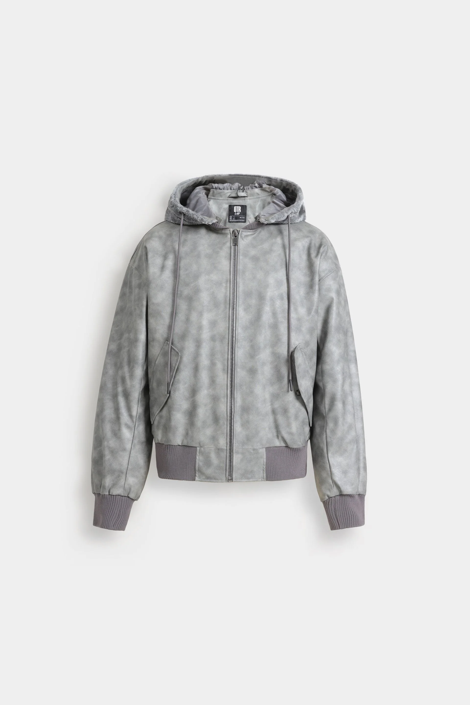Washed-Out Faux Leather Jacket - Image 5
