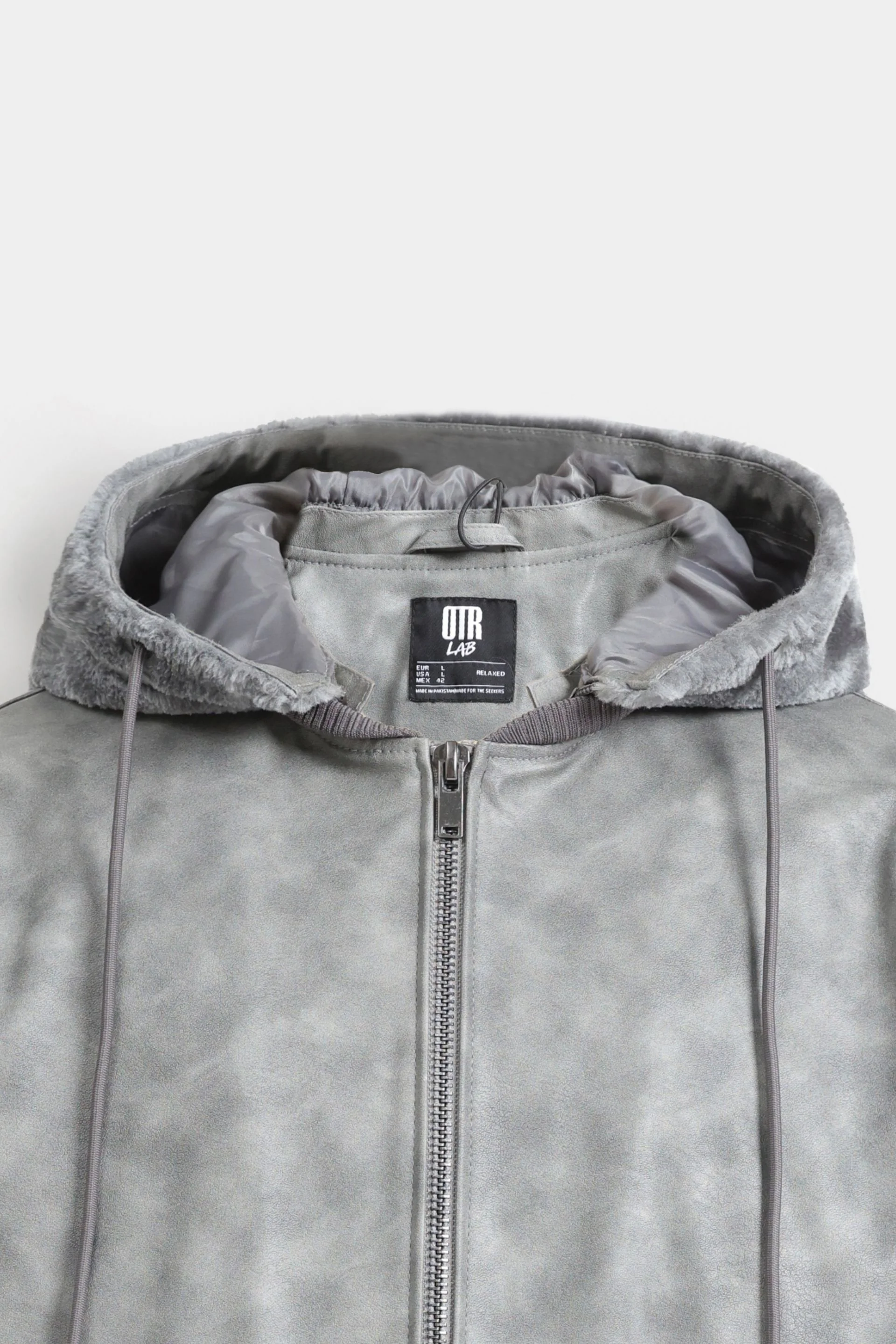 Washed-Out Faux Leather Jacket - Image 6