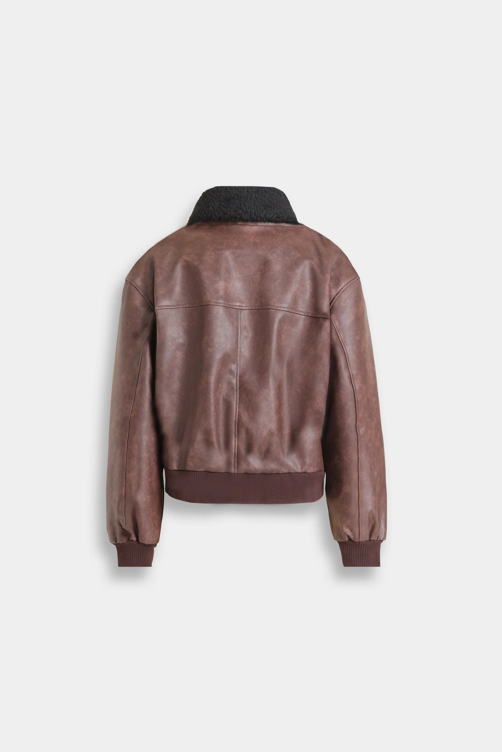 Washed-Out Faux Leather Jacket - Image 10