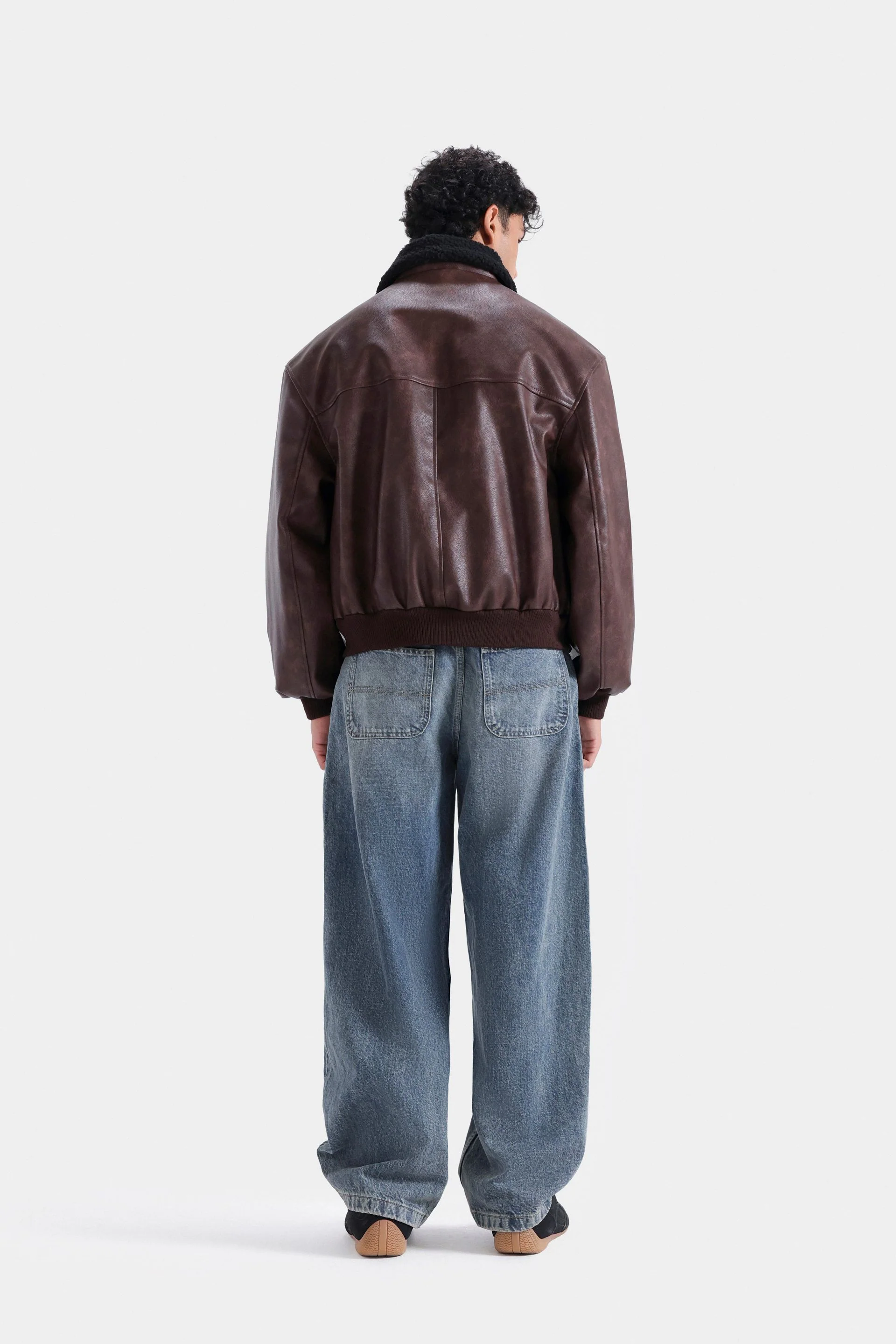 Washed-Out Faux Leather Jacket - Image 11
