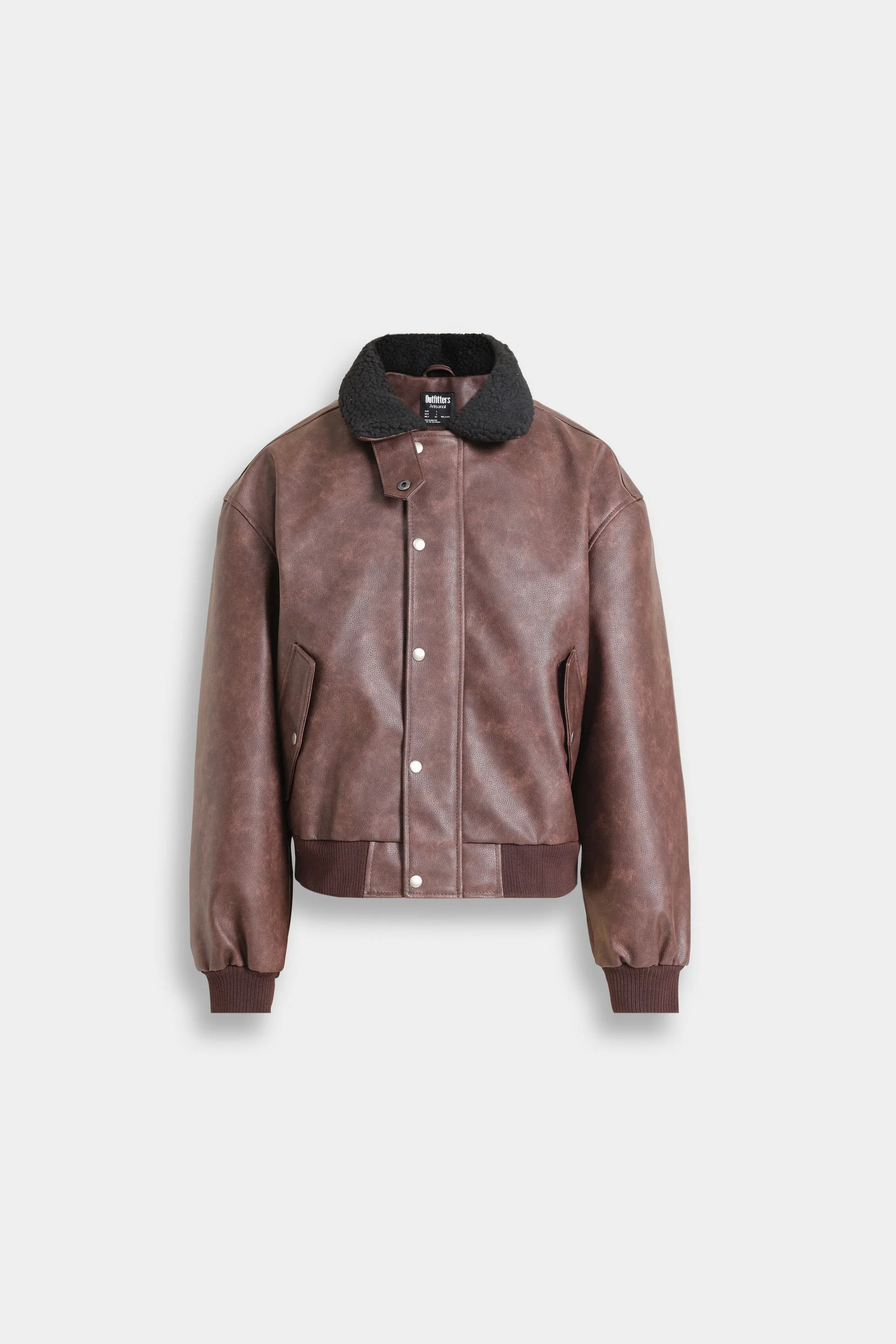 Washed-Out Faux Leather Jacket - Image 12