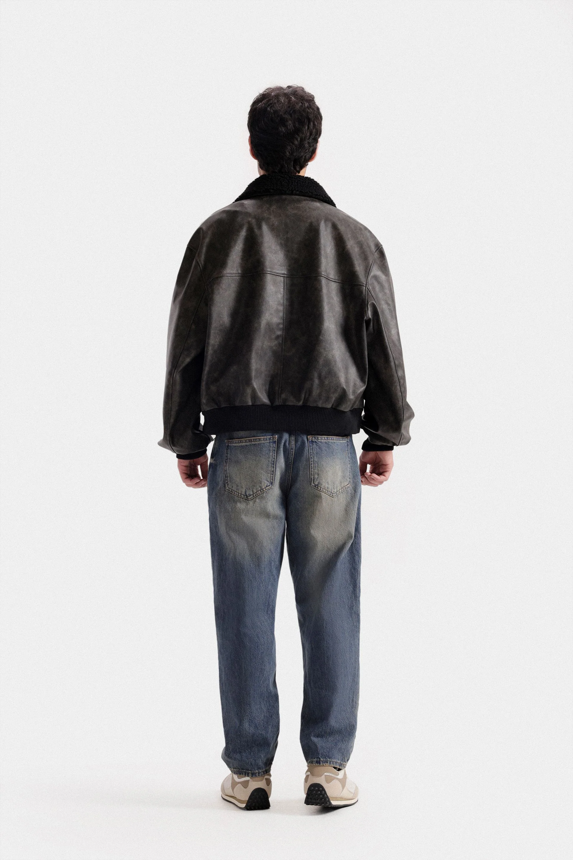 Washed-Out Faux Leather Jacket - Image 4