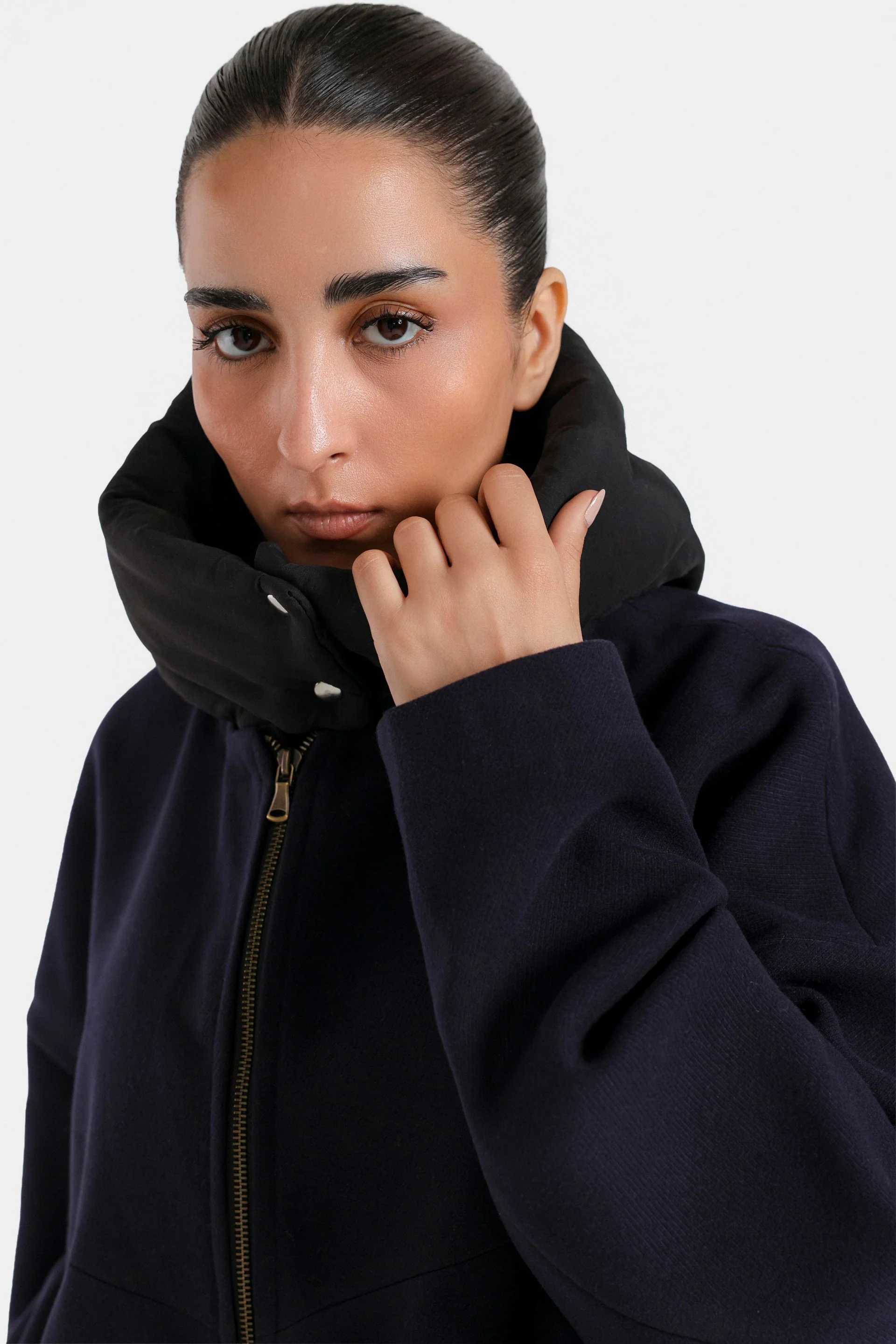 Woolen Zipper Jacket with Hood - Image 2