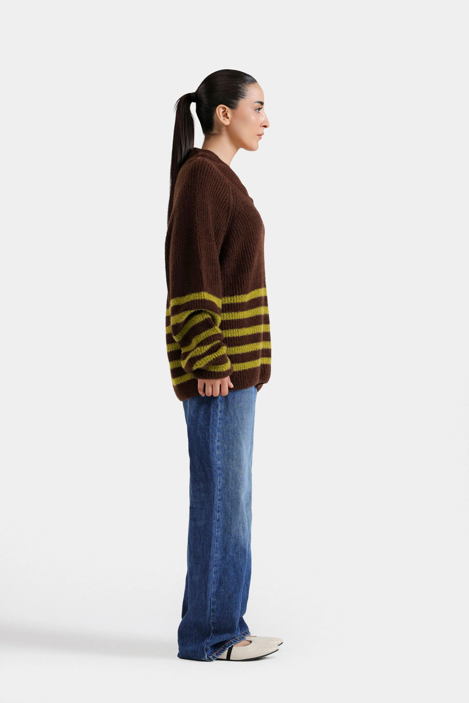 Wrap Collar Striped Sweater - Image 10