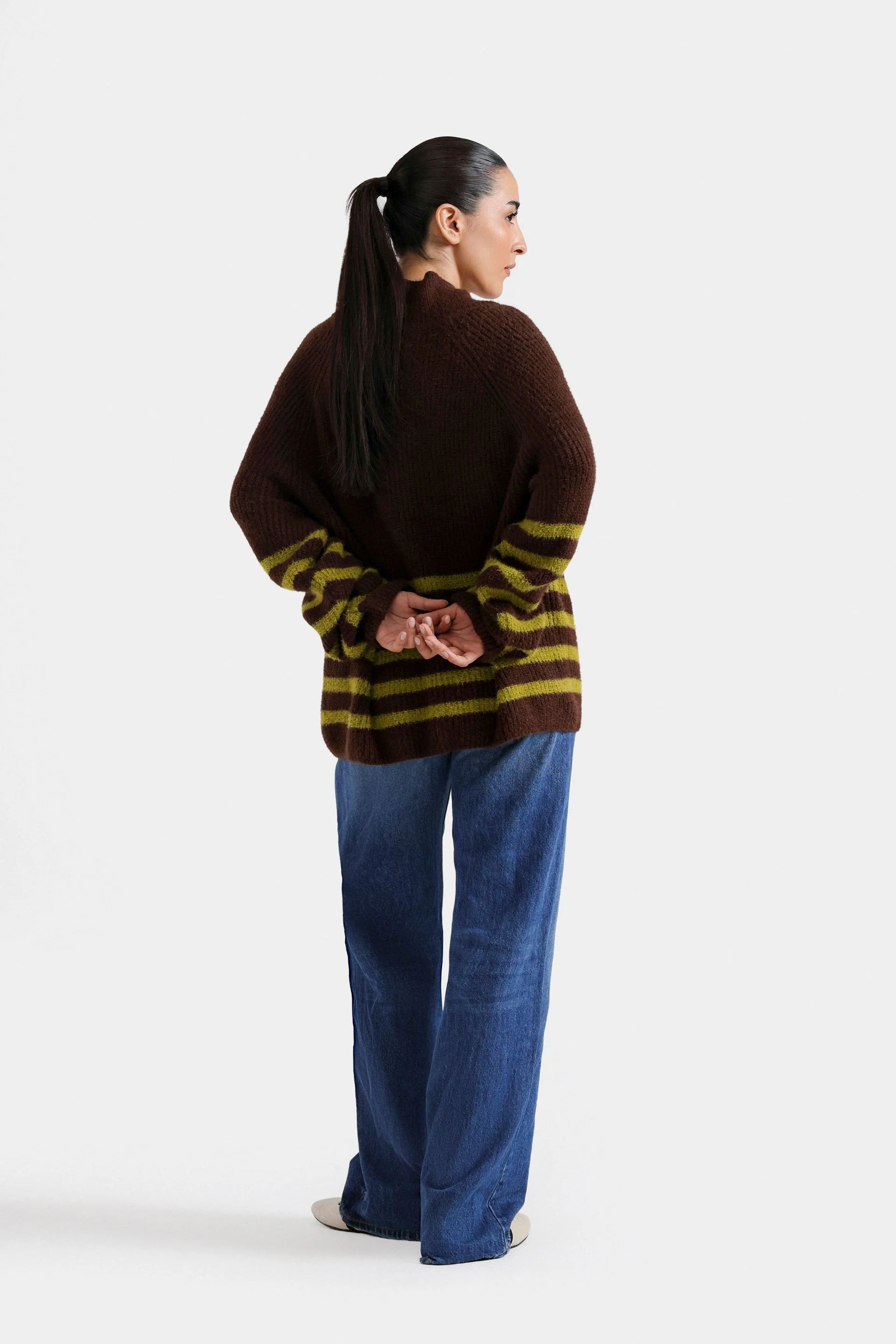 Wrap Collar Striped Sweater - Image 11