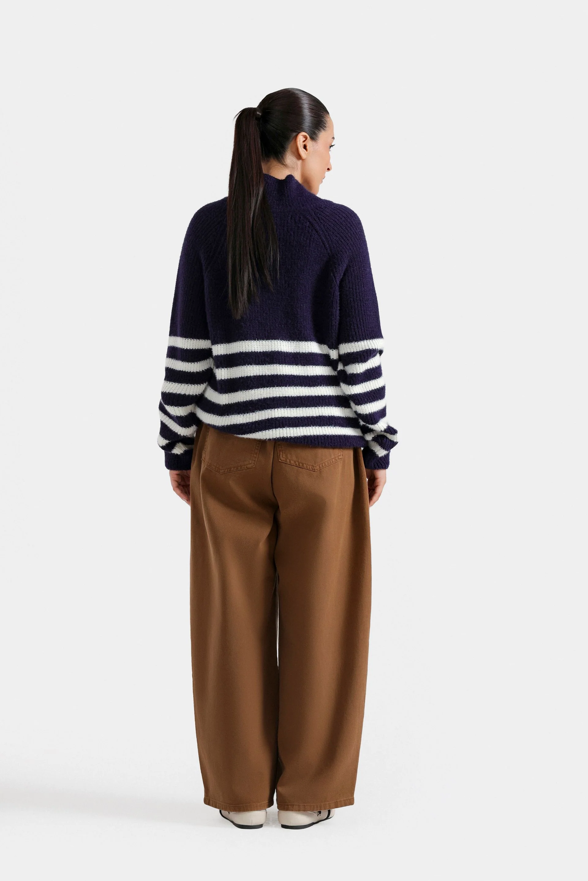 Wrap Collar Striped Sweater - Image 4
